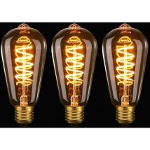 E27 led ST64, 4W Spirale Flexible Courbe led Filament E27 Ampoule Décorative Antique Blanc Chaud 2200K, Équivalent 40W, Pour Café, Maison, Bars et