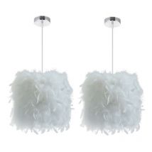 Wottes - E27 Suspension Luminaire Moderne Lustre Suspension en Plume Ø22CM Lustre Abat-Jour Blanch pour Salon Chambre Bureau - 2Pcs