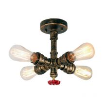 Wottes - E27 Retro Ceiling Light Rustic Steampunk Metal Pendant Light Edison Chandelier Fixture Rust