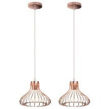 Wottes - E27 Suspension Luminaire Moderne Lustre Suspension Métal Luminaire Plafonnier Réglable pour Cuisine Chambre Rose Ø23CM - 2Pcs