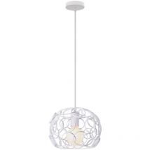 Wottes - E27 Suspension Moderne Lustre Abat-Jour de Plafond en Métal pour Chambre Salon Café Blanc Ø24CM - 1Pcs