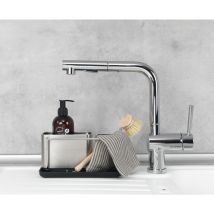 Wenko - Organiseur évier inox Orio 2 éponges Miko argenté accessoire évier caddy évier organisateur de cuisine porte éponge porte brosse vaisselle