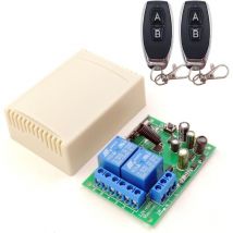 Interrupteur à distance sans fil RF 433,92 MHz, récepteur relais 2 canaux AC85 V-250 V avec 2 télécommandes pour porte de garage/volet