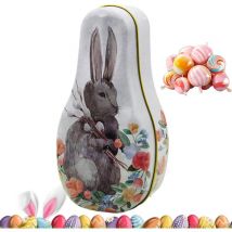 Easter Candy Box, Tinplate Chocolate Storage Holder, Vintage Rabbit Pattern, Sturdy & Eco-Friendly, Kids' Gift, 1 Pack, Easter Decoration, Ideal for