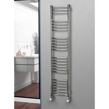 304 Curved Polished Stainless Steel Heated Towel Rail 1600mm x 350mm - Dual Fuel - Standard - 2118BTU's - Eastgate