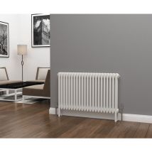 Eastgate - Lazarus Steel White Horizontal 3 Column Radiator 600mm h x 999mm w - Electric Only - Thermostatic - White
