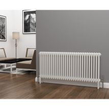 Eastgate - Lazarus Steel White Horizontal 3 Column Radiator 600mm h x 1355mm w - Electric Only - Standard - White