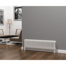 Eastgate - Lazarus Steel White Horizontal 4 Column Radiator 300mm h x 1164mm w - Electric Only - Standard - White