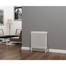 Eastgate - Lazarus Steel White Horizontal 4 Column Radiator 600mm h x 592mm w - Electric Only - Thermostatic - White