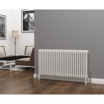 Eastgate - Lazarus Steel White Horizontal 4 Column Radiator 600mm h x 1164mm w - Central Heating - White