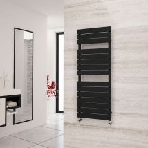Eastgate - Liso Black Flat Tube Designer Towel Rail 1292mm h x 500mm w - Electric Only - Thermostatic