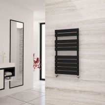 Eastgate - Liso Black Flat Tube Designer Towel Rail 912mm h x 500mm w - Dual Fuel - Thermostatic