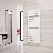 Eastgate - Liso White Flat Tube Designer Towel Rail 1292mm h x 500mm w - Electric Only - Thermostatic