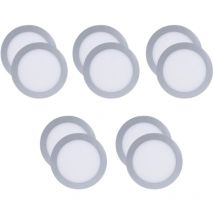Forlight - Easy Circular - 10 Downlights con led integrado 6000K para iluminar hacia abajo on/off ø22,5cm Color Gris