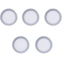 Forlight - Easy Circular - 5 Downlights con led integrado 6000K para iluminar hacia abajo on/off ø22,5cm Color Gris