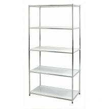 Serena - Easy étagère métallique bibliothèque chromée 5 tablettes blanches cm 40 x 80 x h. 160 cuisine salle de bains garage placard cuisine salle de