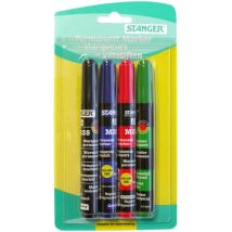Easywork - 12x Permanent Marker 4er Rundspitze Farben Stift Bunt Wasserfest Schreiber Büro