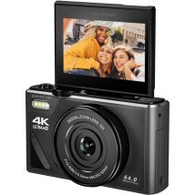 Easypix - V64 Flip Cámara Digital con Pantalla Flip Pantalla Plegable 3.0' Resolución hasta 64MP Zoom Digital 18x WiFi Vlogger y Selfie
