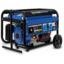 Eberth - 2200 Watt Generatore di corrente con Carrello Gruppo elettrogeno 5,5 cv Motore a benzina 4T, Monofase 2x 230V, 1x 12V, Regolatore di volt