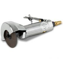Meuleuse d'angle à air comprimé, 6 bar de pression de travail, raccord 1/4', 20000 tr/min, disque à tronçonner ø 75mm, pour acier, aluminium, avec