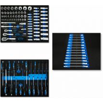 Set di Attrezzi 114 Parti Per il Carrello Degli Attrezzi, Inserti in Schiuma Etichettati, Carburo, Maniglie Ergonomiche, Per 3 Cassetti, Attrezzatura