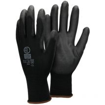 12 Paires de Gants de Travail en pu - Taille 9-L - Couleur Noir - Élastique - Protection Usages Multiples - pour Mécanicien Constructeurs Travail de