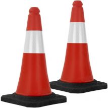 Ecd Germany - 2x Cono de Tráfico Obra Pieza de Señalización Emergencia Color Rojo y Blanco 51 cm de Altura con Base Pesada y Robusto Pilón de