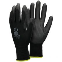 Ecd Germany - 48 Paires de Gants de Travail en pu - Taille 8-M - Noir - Élastique - Protection Usages Multiples - pour Mécanicien Constructeurs