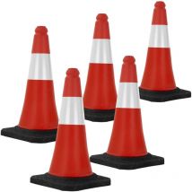 Ecd Germany - 5x Cono de Tráfico Obra Pieza de Señalización Emergencia Color Rojo y Blanco 51 cm de Altura con Base Pesada y Robusto Pilón de