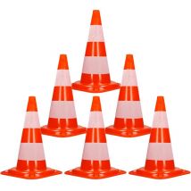 Ecd Germany - 6 Stück Verkehrskegel Pylone 47 cm, Orange-Weiß, Verkehrsleitkegel mit 2 reflektierenden Streifen, stapelbar & flexibel, Warnleitkegel