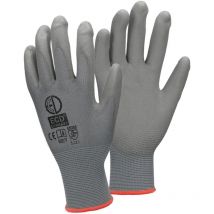 ECD Germany 60 Paires de Gants de Travail en PU - Taille 7-S - Couleur Gris - Élastique - Protection Usages Multiples - pour Mécanicien Constructeurs