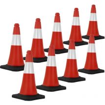 Ecd Germany - 9x Cono de Tráfico Obra Pieza de Señalización Emergencia Color Rojo y Blanco 51 cm de Altura con Base Pesada y Robusto Pilón de