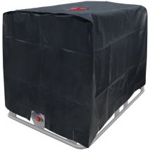 ECD Germany IBC Tank Abdeckung, Abdeckplane für Wassertank 1000L, 120x100x116 cm, Schwarz, aus HDPE, Anti-UV Schutzhülle, Schutzplane Schutzhaube