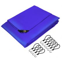 Bâche de Protection Premium avec Œillets + 10 Crochets, 5x3m 15m², 650g/m², Bleu, Tissu pvc, Indéchirable, Imperméable, Housse Polyvalente, Idéale