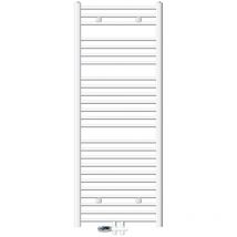 ECD Germany Badheizkörper Mittelanschluss 600 x 1500 mm Weiß gerade mit Thermostat und Anschlussgarnitur Durchgang Boden Weiß - Heizkörper Heizung