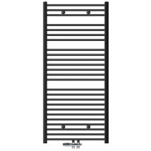Luxebath - ecd Germany Badheizkörper Mittelanschluss 750 x 1500 mm Anthrazit gebogen mit Thermostat und Anschlussgarnitur Durchgang Boden