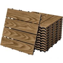 Ml-design - ecd Germany Baldosas de Patio wpc de 30x30 cm 44 Piezas para 4m² Aparencia de Madera Marrón Teca con Sistema de Drenaje e Instalación