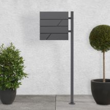 Ml-design - ecd Germany Buzón de Acero Inoxidable Antracita Base Autoportante Exterior con Soporte Poste Antracita Casillero Moderno con