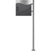Cassetta delle Lettere a Stelo con Scomparto per Giornali Cassetta Postale 120 cm in Acciaio Inox Antracite/Argento 37 x 36,5 cm Sistema di Cassette
