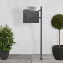 Cassetta delle Lettere in Piedi con Scomparto per Giornali Cassetta Postale di Design 120 cm in Acciaio Inox Verniciato a Polvere/Opaco Spazzolato