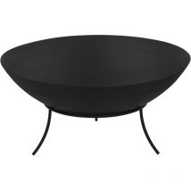 Ecd Germany - Cuenco de Fuego Ø50x24 cm Acero Inoxidable Negro Brasero con 3 Pies para Barbacoa Hoguera Redonda con Marco de Trípode Fogata de Jardín
