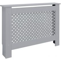 Ecd Germany Heizkörperverkleidung mit Wabenmuster 112x19x82 cm Grau aus mdf lackiert für Schlafzimmer Wohnzimmer, Heizungsverkleidung
