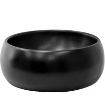 Lavabo da Appoggio in Ceramica Nero Opaco 40 x 15,5 cm Lavandino Rotondo Moderno Lavamano con Foro di Scarico Sanitari Lavello Elegante per Bagno