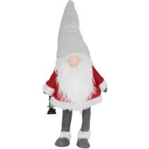 Ecd Germany led Wichtel-Figur mit warmweiß beleuchtete Laterne und Nase 80cm Rot-Grau stehend batteriebetrieben Puppe mit Mütze Weihnachtsdeko