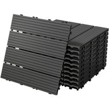 Ecd Germany - Lot De 22 Dalles De Terrase En Wpc 30x30cm Pour 2m² Anthracite Montage Au Système De Connexion Antidérapant Carrelage De Sol Jardin 