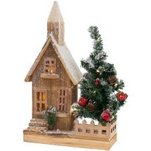 Maison de Noël avec sapin de Noël, led, 44 cm