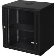 Ecd Germany - Netzwerkschrank 12 he, Serverschrank 19 Zoll, Schwarz, Wandmontage, 450 mm Tiefe, 600 x 635 x 450 mm, voll montiert, Server Gehäuse mit
