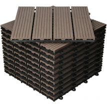 Piastrelle per Pavimenti da Esterno Piastrelle per Terrazze in wpc 30x30 cm Set di 33 Pezzi per 3m ² Marrone Scuro con Aspetto Legno Piastrelle da