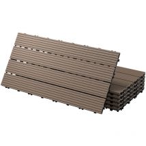 Piastrelle per Pavimenti da Esterno Piastrelle per Terrazze in wpc 60x30 cm Set di 30 Pezzi 5m ² Marrone Scuro con Aspetto Legno Piastrelle da
