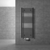 Luxebath - ecd Germany Radiador Toallero de Baño Sahara 500x1200 mm Antracita Curvado con Termostato, con Conexión Central Universal a la Pared o al